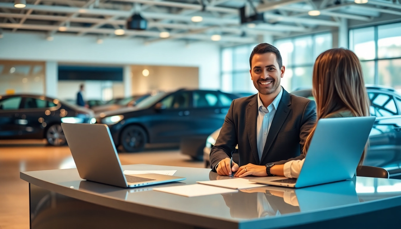 Erfolg beim autoankauf mit freundlichem Berater in modernem Autohaus.