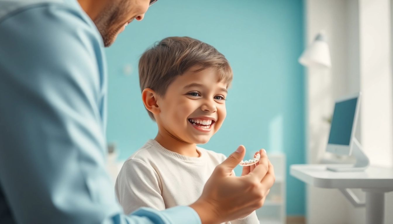 Engaging consultation in level orthodontics, showcasing a professional orthodontist and happy child.