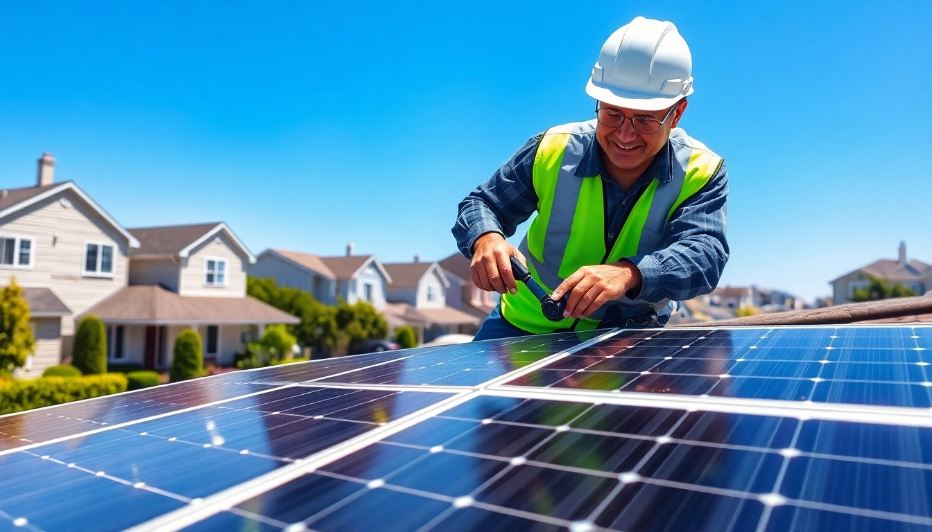 Expert technician performing solar panel repair New Jersey on a home rooftop.