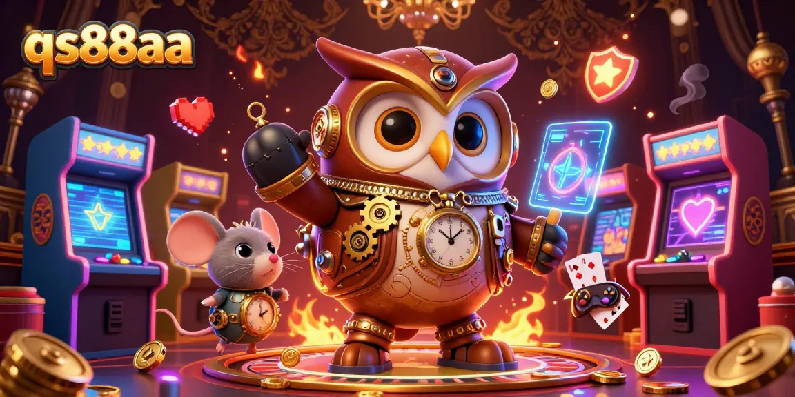 Experience thrilling gaming at qs88aa with a vibrant 3D casino scene showcasing steampunk characters and vibrant game elements.