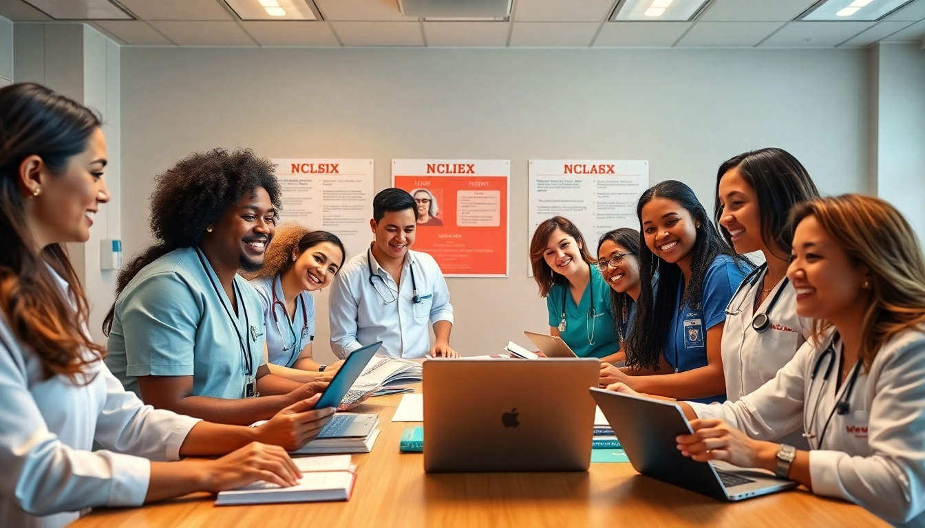 Students participating in an in person NCLEX review Houston session, highlighting collaborative learning.