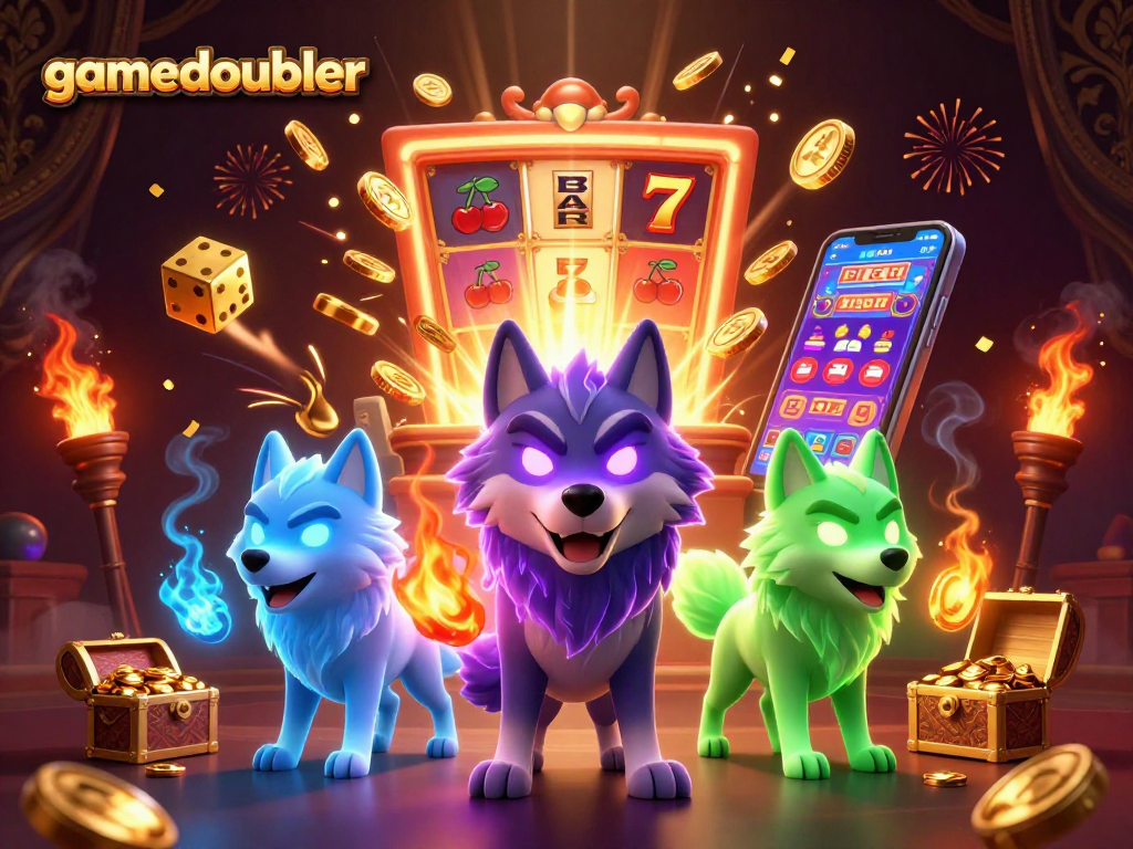 Win big with gamedoubler's vibrant 3D slot scene, showcasing dynamic characters and jackpot excitement.
