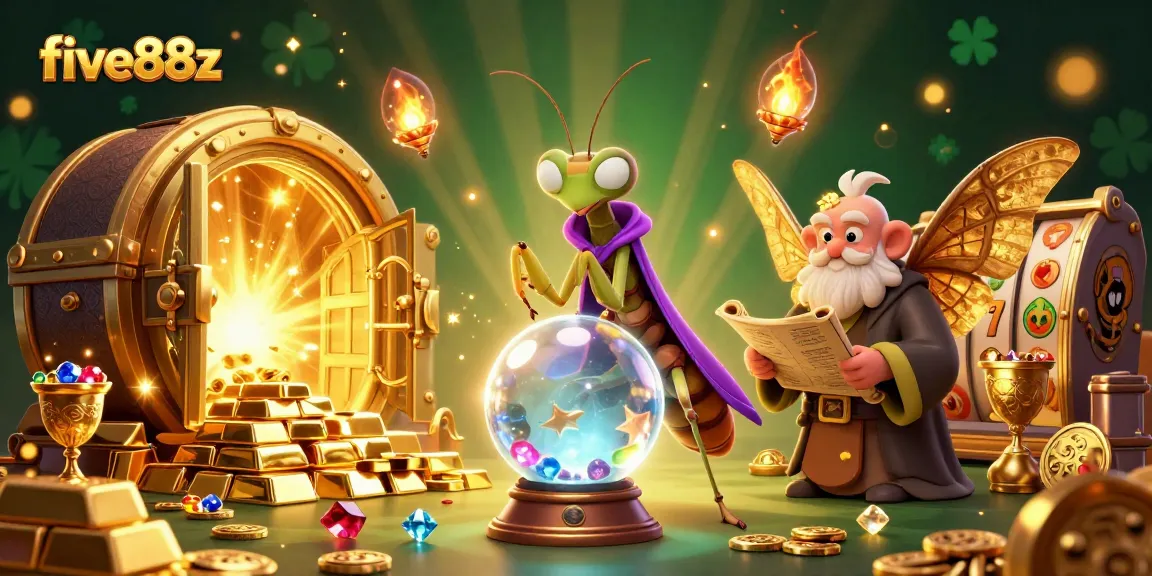 Experience five88z with a vibrant 3D casino scene featuring luck, fortune tellers, and jewels.