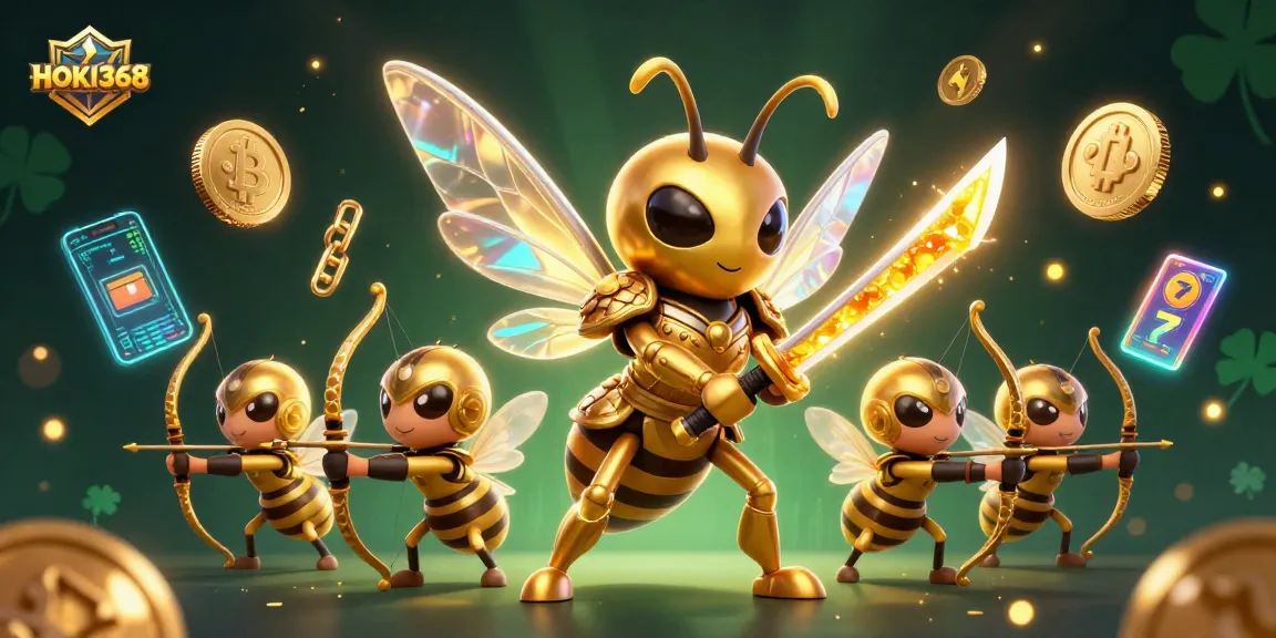 Engage with HOKI368's vibrant 3D illustration showcasing unique casino elements and energetic characters.