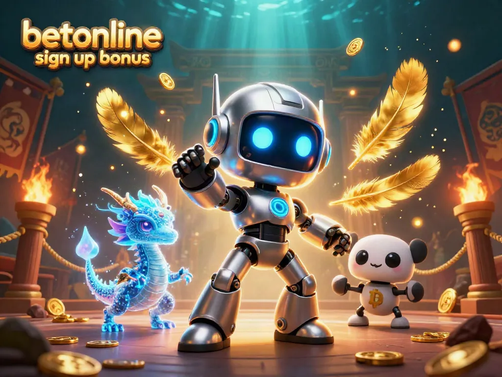 Enjoy the betonline sign up bonus through this vibrant 3D illustration featuring a cyberpunk theme and crypto elements.