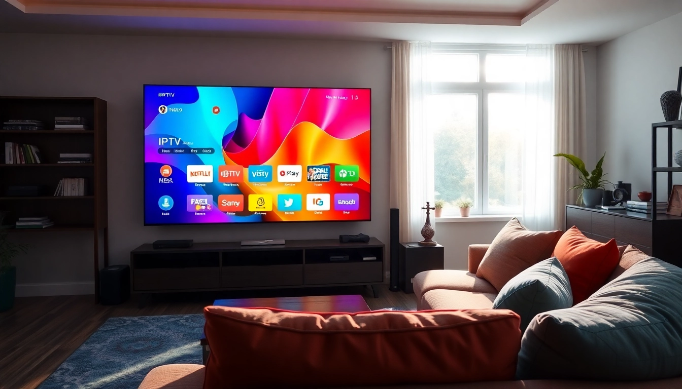Experience free trial iptv in a cozy living room setup with modern decor and vibrant streaming interface.