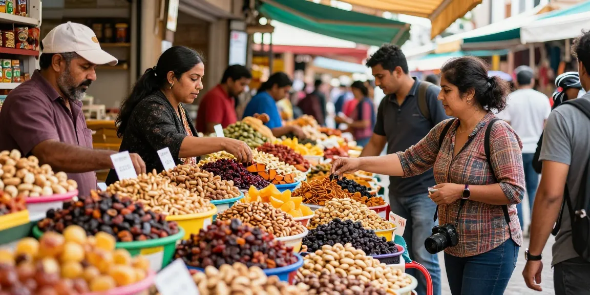 Fresh market display of mixed nuts and dried fruits, promoting M98 ฝาก-ถอน transactions.
