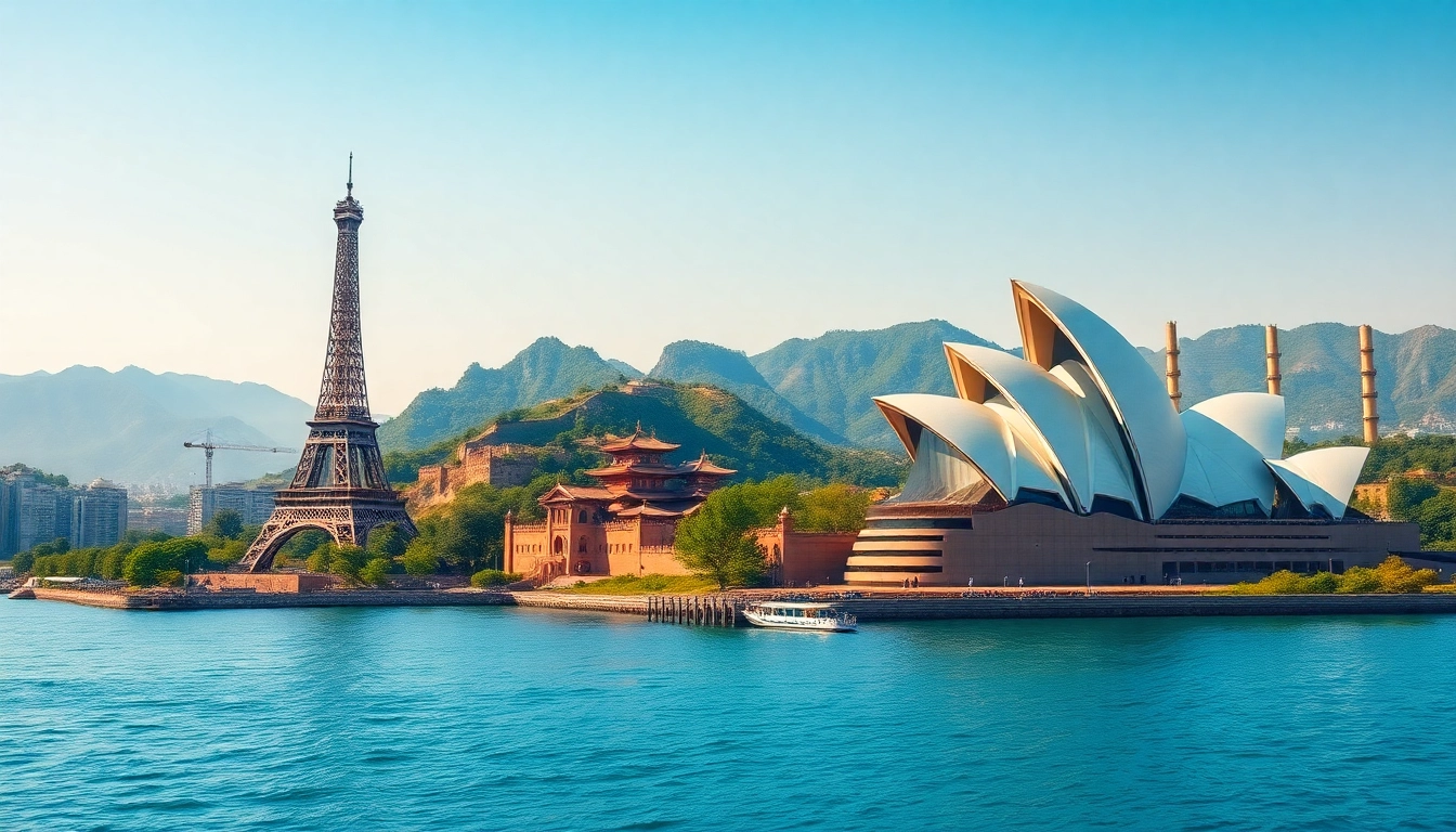 Journey through round the world destinations showcasing iconic landmarks in a vivid, breathtaking landscape.