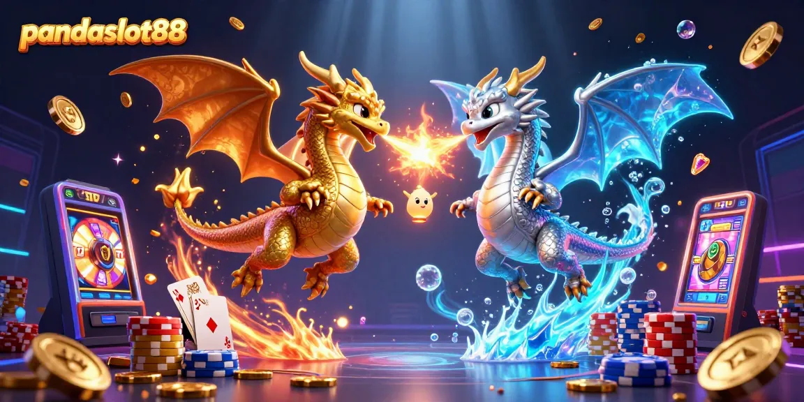 Pand slot gacor di pandslot88 menyajikan kombinasi menarik antara naga berapi dan es di tengah kasino yang megah.