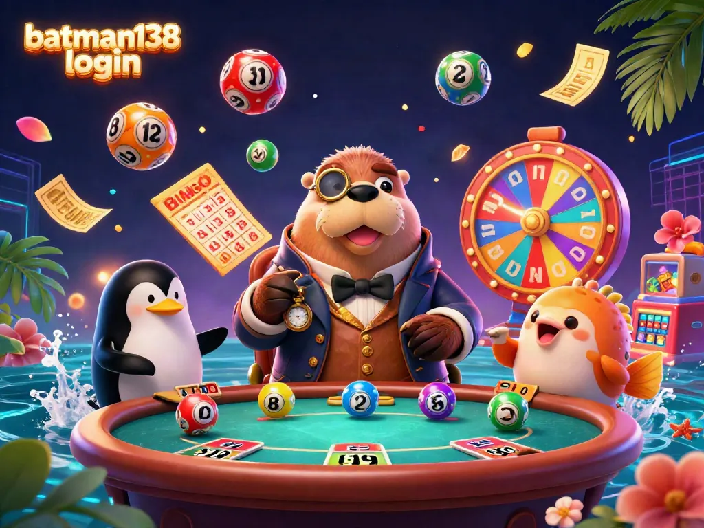 Engage in winning strategies at batman138 login with a vibrant underwater poker scene featuring a walrus, penguin dealer, and bluffing pufferfish.