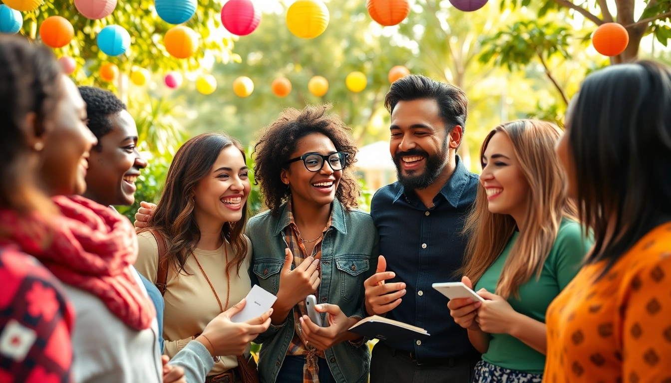 Activități de icebreaker aduc oamenii împreună în aer liber, cu un mediu vibrant.