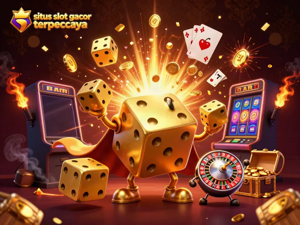 Experience the excitement of situs slot gacor terpercaya with a dynamic casino-themed illustration.