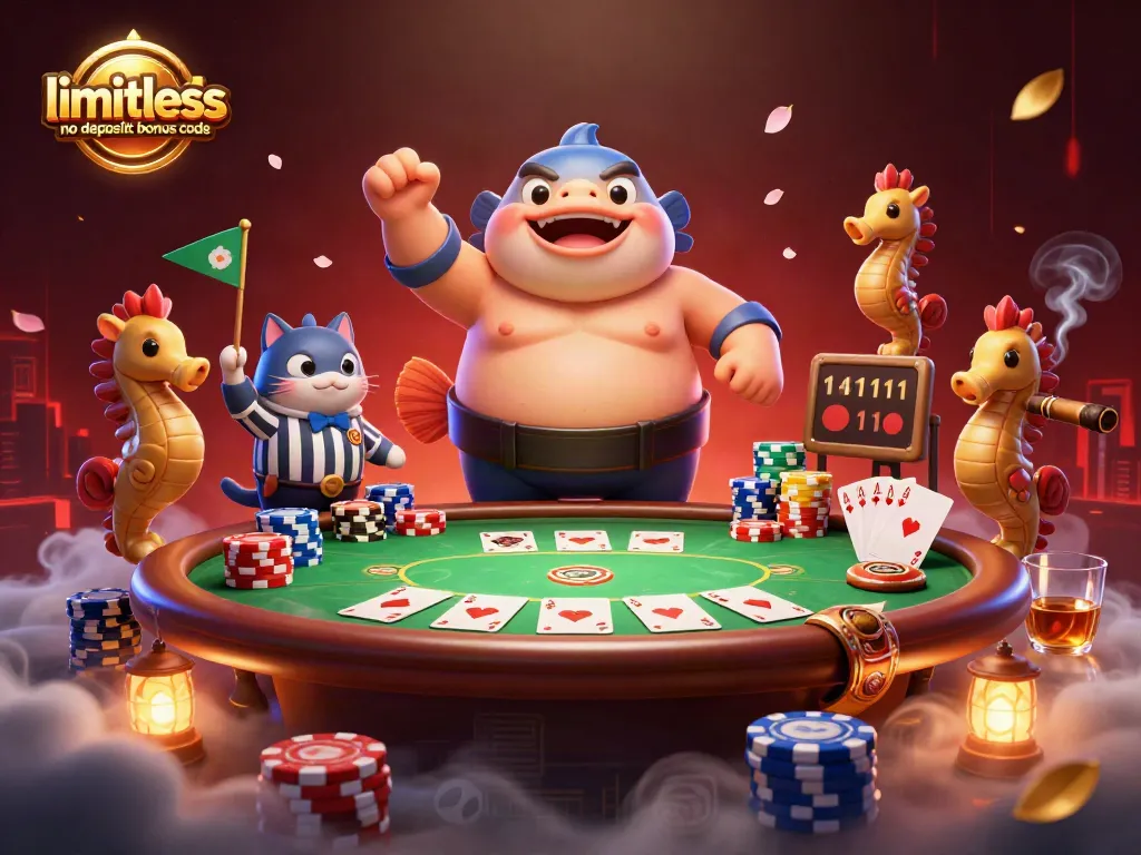Spin and win with limitless no deposit bonus code showcased in a vibrant underwater poker scene
