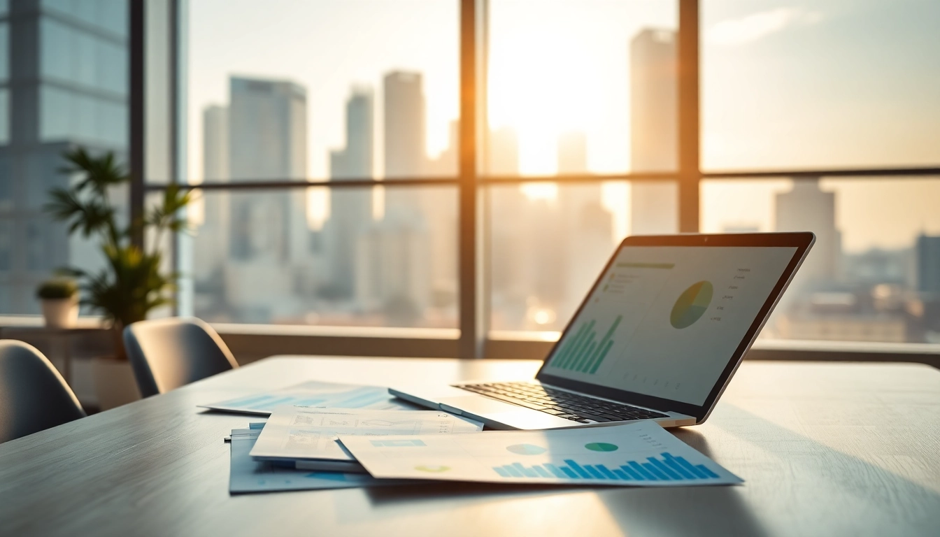 Visual representation of business energy prices trends with charts and energy reports in a professional office.