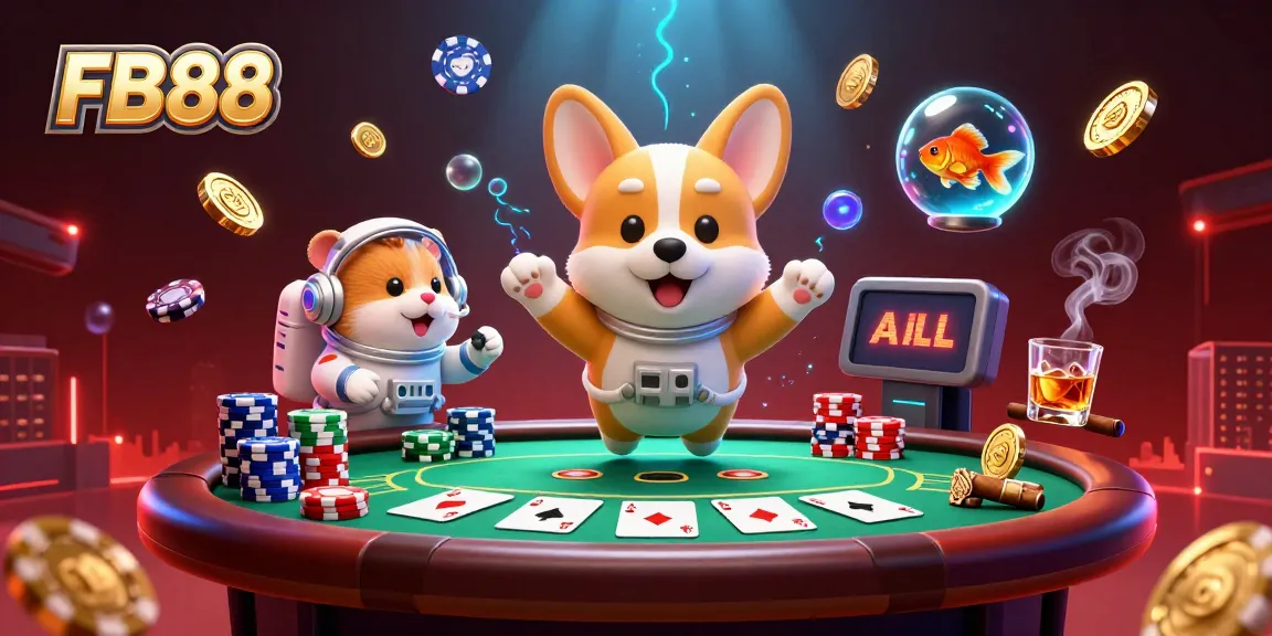 Engage with FB88 for an immersive casino experience featuring an astronaut corgi in a space station.