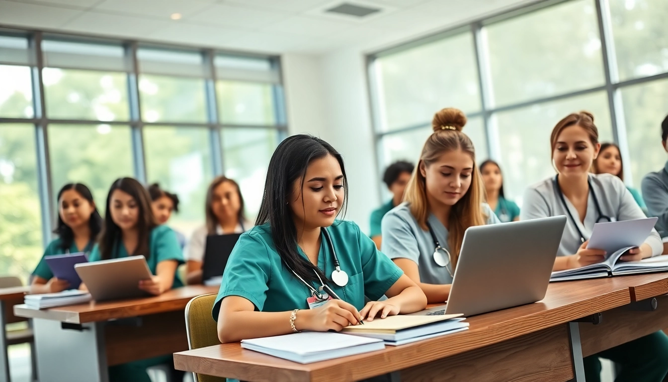 Participate in an in person NCLEX review Houston with diverse nursing students studying together.