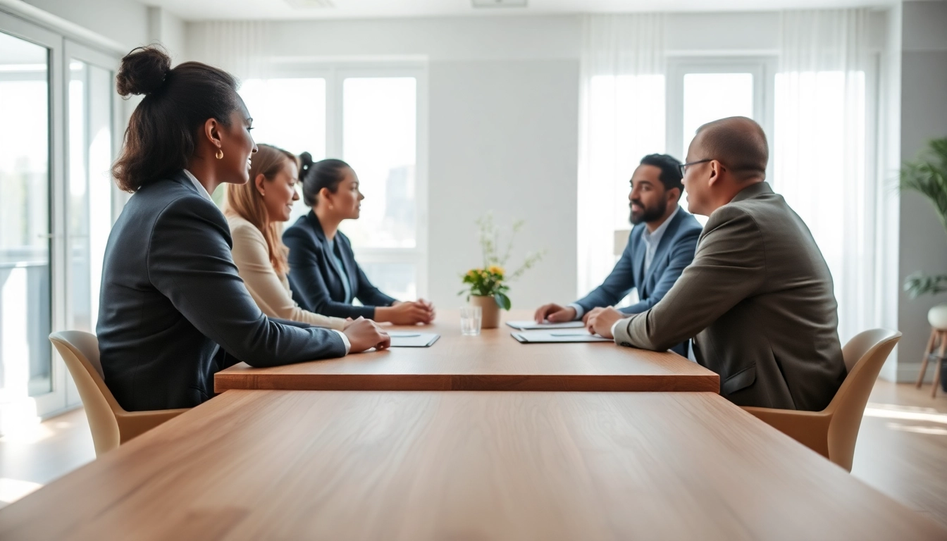 Mediation session showcasing diverse individuals engaging in constructive dialogue.