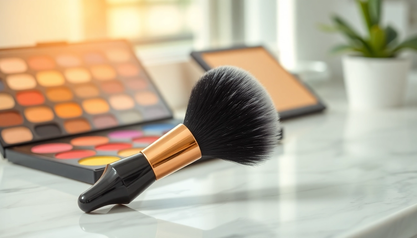 Apply makeup seamlessly with the angled makeup brush, highlighting its precise bristle design.