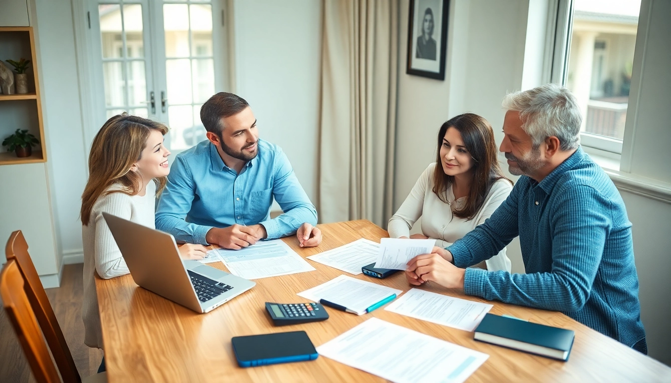A family discusses NYS child support percentage while working on financial paperwork.