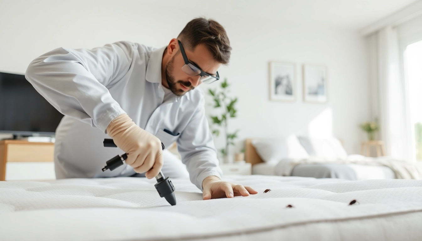 Bed bug exterminator inspecting a mattress, ensuring effective pest control.