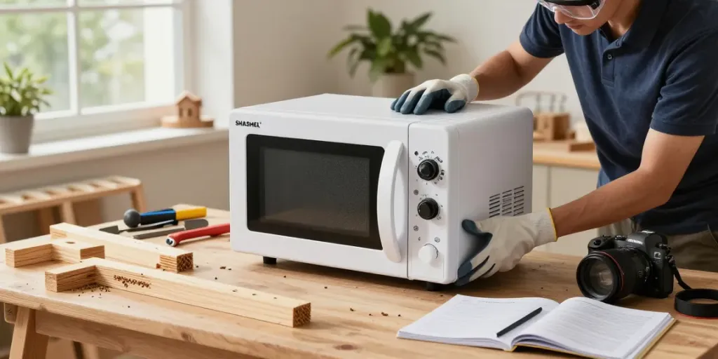 Eliminate wood-boring insects with SHASHEL® microwave technology in a home workshop.