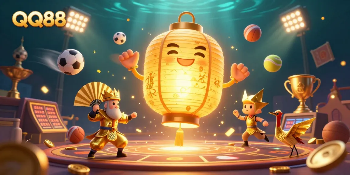 Experience thrilling QQ88 sports betting action in a vibrant, enchanted casino scene.