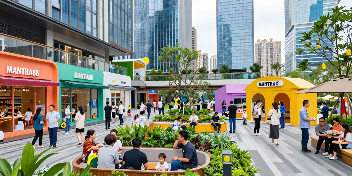 Experience entertainment at mantra88 with vibrant outdoor spaces and diverse visitors.