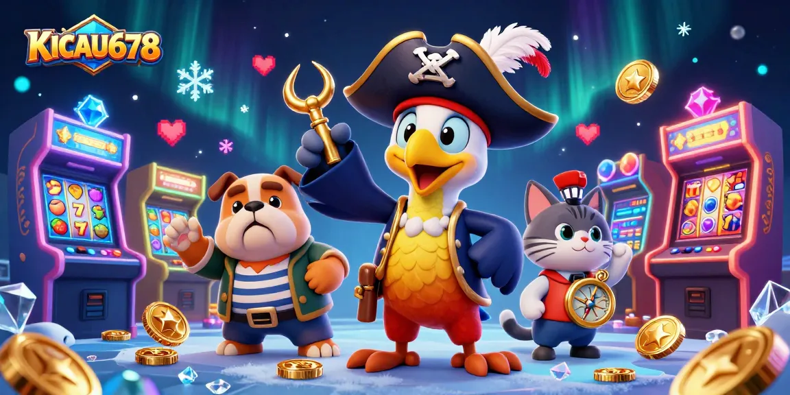 KICAU678 immerses players in a lively pirate-themed casino adventure featuring vibrant slot reels.