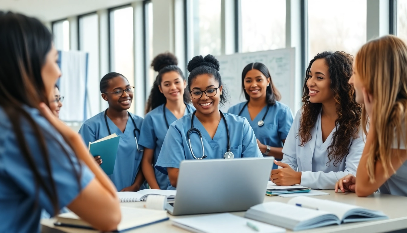 Group studying for in person Nclex review in Houston with textbooks and discussions.