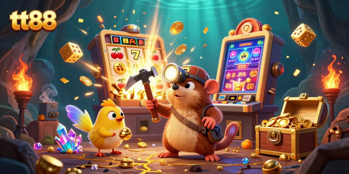 Experience the thrill of tt88 with a treasure hunter mole in an engaging casino scene featuring jackpots and vibrant graphics.