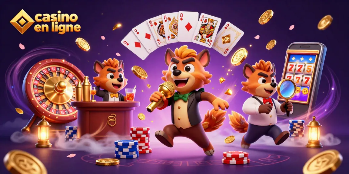 Vivez l'expérience du casino en ligne avec notre illustration animée des hyènes en pleine action.