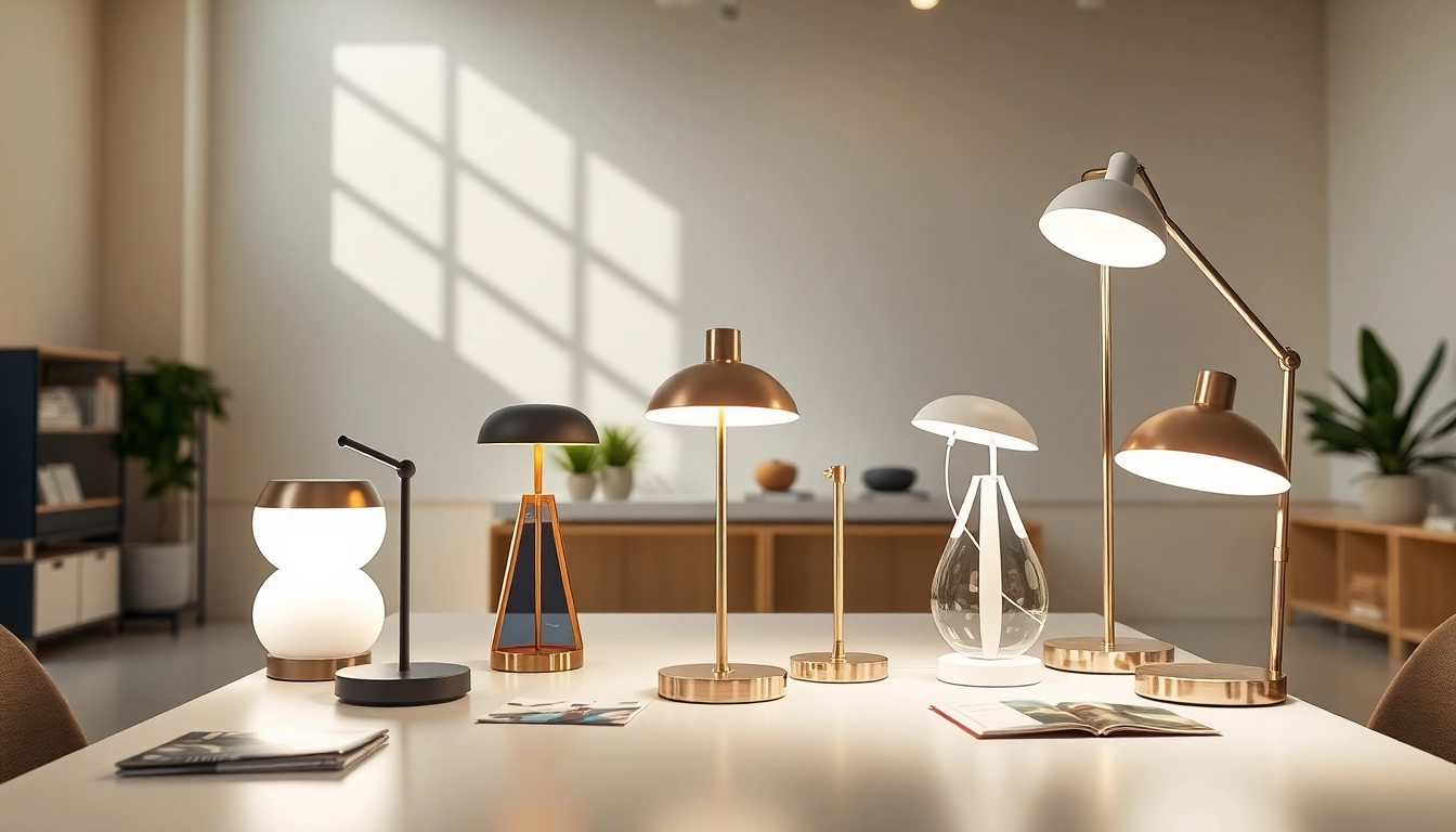 Shop stylish ELC Lamps Online showcasing modern designs in a bright showroom.