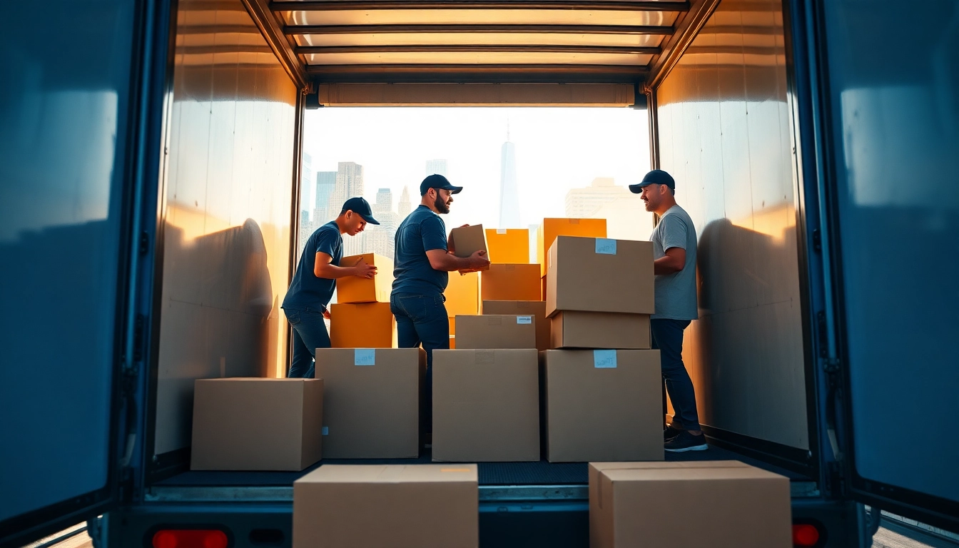 Team efficiently handling Manhattan moving with enthusiasm, showcasing professional service.