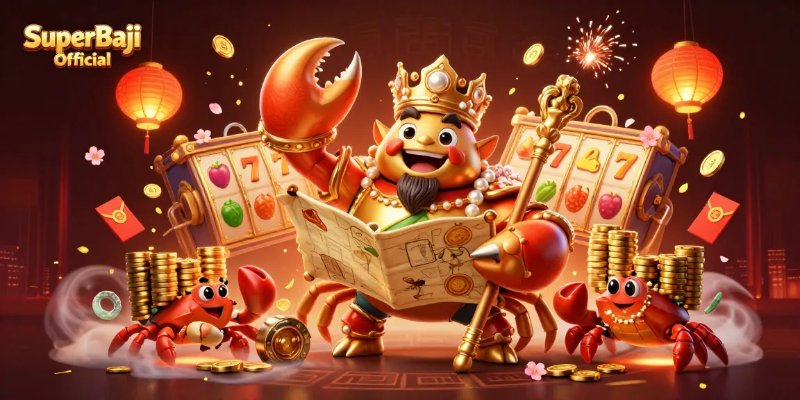 Read about SuperBaji Official while enjoying vibrant casino games represented by crab emperor and gaming elements.