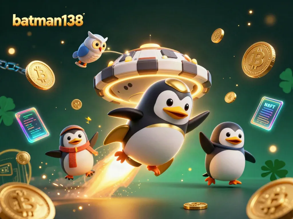 Experience thrilling action with batman138 in a vibrant 3D casino space scene filled with gold coins and crypto elements.