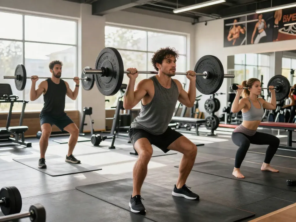 Anabolizzanti online: vibrant gym scene showcasing dedicated individuals training and enhancing performance with high-quality equipment.